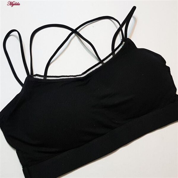 نیم تنه ورزشی زنانه ماییلدا مدل پددار پشت ضربدری کد 5084 رنگ مشکی