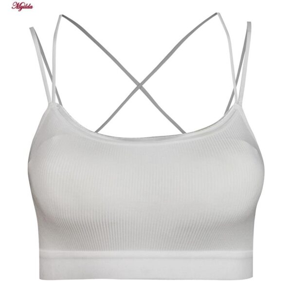 نیم تنه ورزشی زنانه ماییلدا مدل پددار پشت ضربدری کد 5084 رنگ سفید