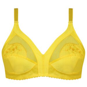 سوتین زنانه ماییلدا مدل بدون فنر گیپور گلدار کد 5056 رنگ زرد