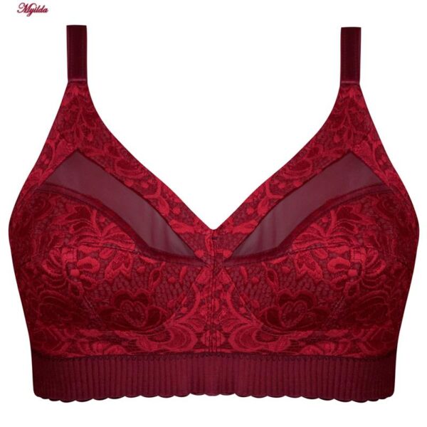 سوتین زنانه ماییلدا مدل دانتل پروانه کش کد 5058 رنگ زرشکی