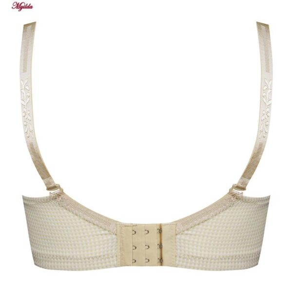 ست شورت و سوتین زنانه پدلی مدل بند متحرک فنردار کد 5131-P130 رنگ کرم چهارخانه