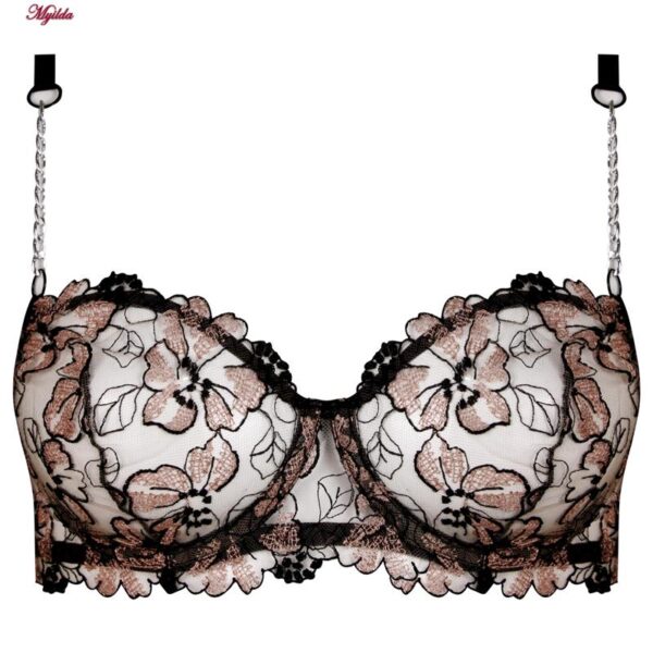 ست شورت و سوتین زنانه برتا مدل فنردار کد 5105-4040-B رنگ مسی به همراه نگهدارنده جوراب