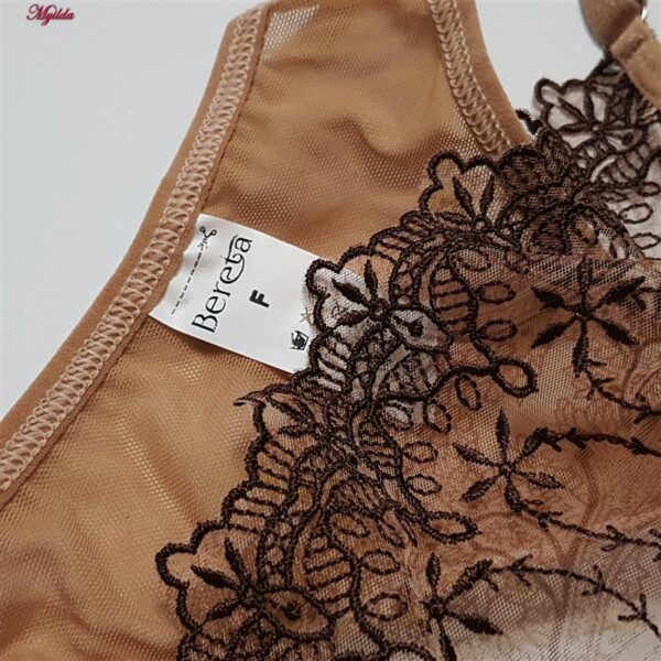 ست شورت و سوتین زنانه برتا مدل فنردار کد 5104-4041-BR رنگ قهوه ای به همراه نگهدارنده جوراب