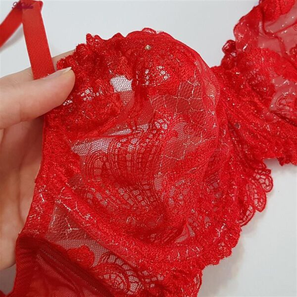 ست شورت و سوتین زنانه برتا مدل فنردار کد 5100-2420-ZR رنگ قرمز