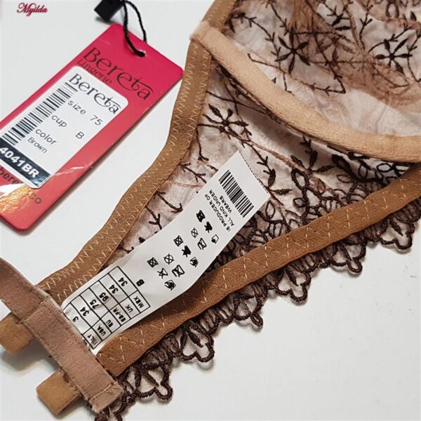 ست شورت و سوتین زنانه برتا مدل فنردار کد 5104-4041-BR رنگ قهوه ای به همراه نگهدارنده جوراب