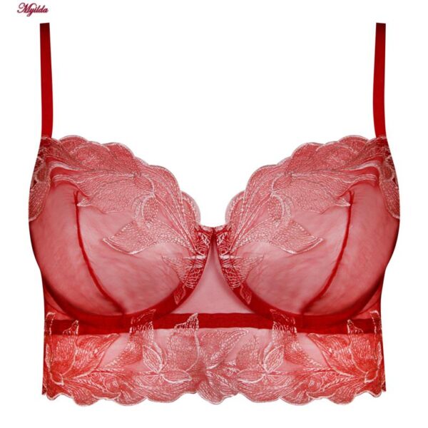 ست شورت و سوتین زنانه برتا مدل فنردار کد 5108-4032-R رنگ قرمز به همراه نگهدارنده جوراب