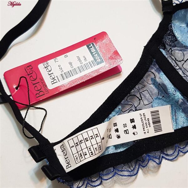 ست شورت و سوتین زنانه برتا مدل فنردار پلنگی کد 5104-4041-BLL رنگ آبی به همراه نگهدارنده جوراب