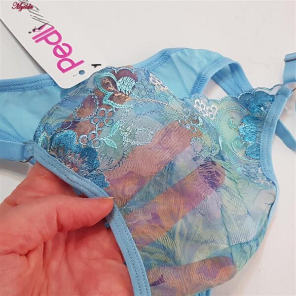 ست شورت و سوتین زنانه پدلی مدل فنردار کد 5115-P202 رنگ آبی روشن