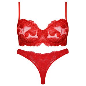ست شورت و سوتین زنانه برتا مدل فنردار کد 5100-2420-ZR رنگ قرمز