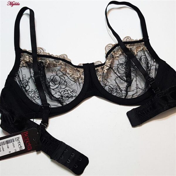 ست شورت و سوتین زنانه برتا مدل فنردار کد 5106-4010-B رنگ مشکی به همراه نگهدارنده جوراب