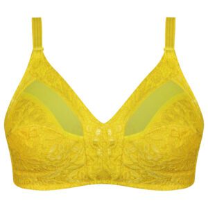 سوتین زنانه ماییلدا مدل بدون فنر گیپور گلدار کد 5055 رنگ زرد