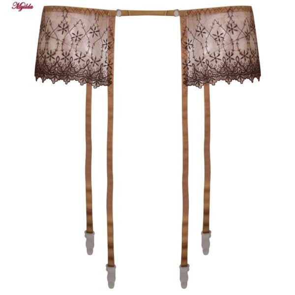 ست شورت و سوتین زنانه برتا مدل فنردار کد 5104-4041-BR رنگ قهوه ای به همراه نگهدارنده جوراب