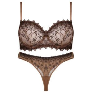 ست شورت و سوتین زنانه برتا مدل فنردار کد 5100-2420-BR رنگ قهوه ای
