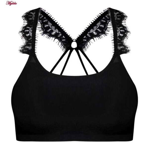 نیم تنه ورزشی زنانه ماییلدا مدل پددار پشت ضربدری کد 5081 رنگ مشکی