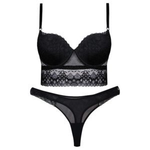 ست شورت و سوتین زنانه برتا مدل فنردار کد 5120-6077-RB رنگ مشکی