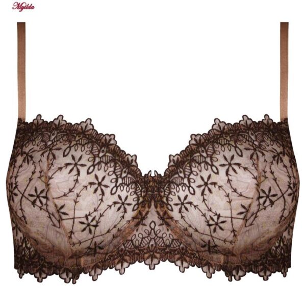 ست شورت و سوتین زنانه برتا مدل فنردار کد 5104-4041-BR رنگ قهوه ای به همراه نگهدارنده جوراب