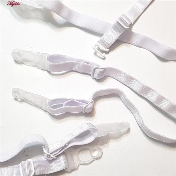 ست شورت و سوتین زنانه برتا مدل فنردار کد 5108-4032-W رنگ سفید به همراه نگهدارنده جوراب