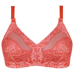 سوتین زنانه ماییلدا مدل بدون فنر گیپور گلدار کد 5055 رنگ گلبهی