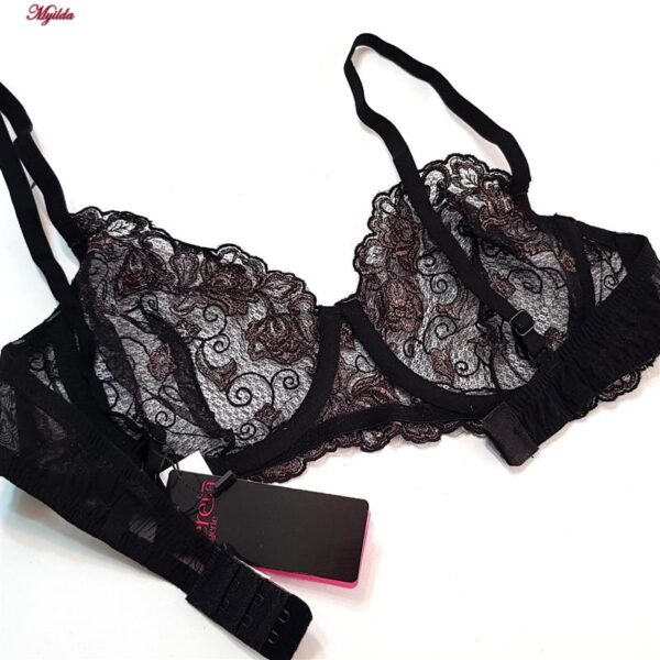 ست شورت و سوتین زنانه برتا مدل فنردار گل کد 5100-2420-TB رنگ مشکی