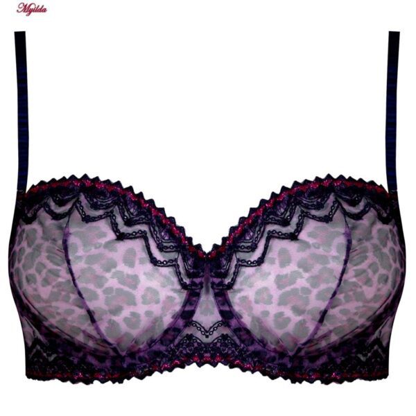 ست شورت و سوتین زنانه برتا مدل فنردار پلنگی کد 5100-2420-BP رنگ بنفش