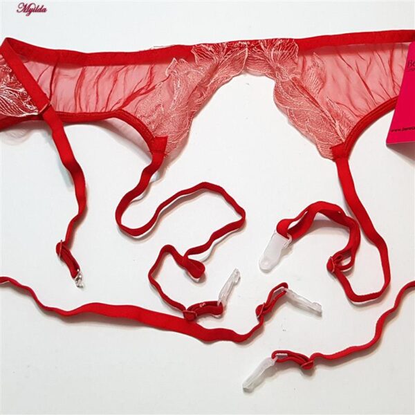 ست شورت و سوتین زنانه برتا مدل فنردار کد 5108-4032-R رنگ قرمز به همراه نگهدارنده جوراب