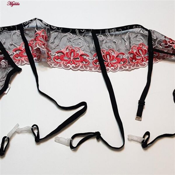 ست شورت و سوتین زنانه برتا مدل فنردار کد 5107-4030-RB رنگ مشکی به همراه نگهدارنده جوراب