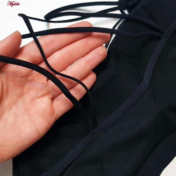 نیم تنه ورزشی زنانه ماییلدا مدل پددار پشت ضربدری کد 5084 رنگ مشکی