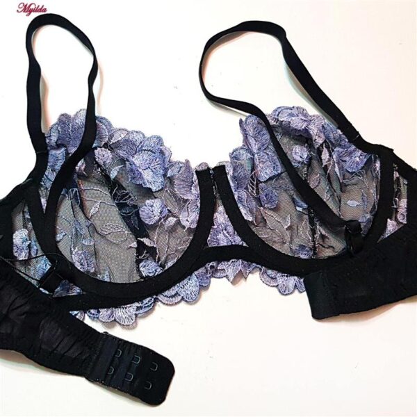 ست شورت و سوتین زنانه برتا مدل فنردار گل آبی کد 5100-2420-BT رنگ مشکی