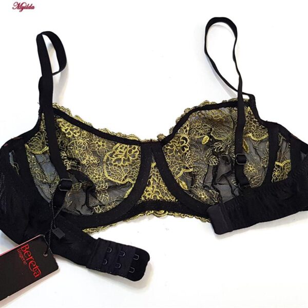 ست شورت و سوتین زنانه برتا مدل فنردار گل کد 5100-2420-BBG رنگ مشکی