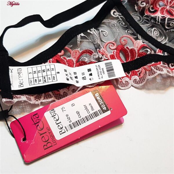 ست شورت و سوتین زنانه برتا مدل فنردار کد 5107-4030-RB رنگ مشکی به همراه نگهدارنده جوراب