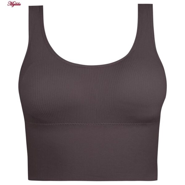 نیم تنه ورزشی زنانه ماییلدا مدل کبریتی پددار کد 5083 رنگ بادمجانی