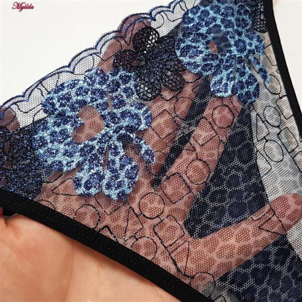 ست شورت و سوتین زنانه برتا مدل فنردار پلنگی کد 5104-4041-BLL رنگ آبی به همراه نگهدارنده جوراب