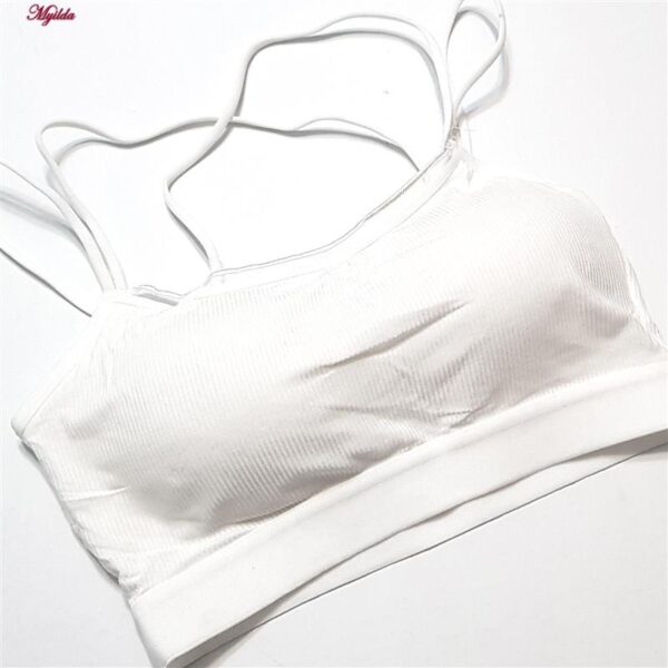 نیم تنه ورزشی زنانه ماییلدا مدل پددار پشت ضربدری کد 5084 رنگ سفید