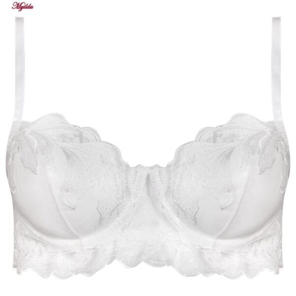 ست شورت و سوتین زنانه برتا مدل فنردار کد 5108-4032-W رنگ سفید به همراه نگهدارنده جوراب