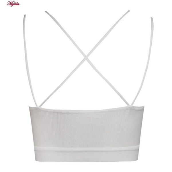 نیم تنه ورزشی زنانه ماییلدا مدل پددار پشت ضربدری کد 5084 رنگ سفید