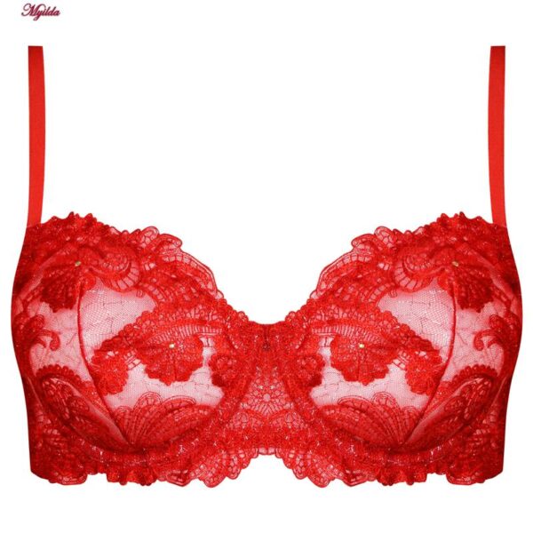 ست شورت و سوتین زنانه برتا مدل فنردار کد 5100-2420-ZR رنگ قرمز