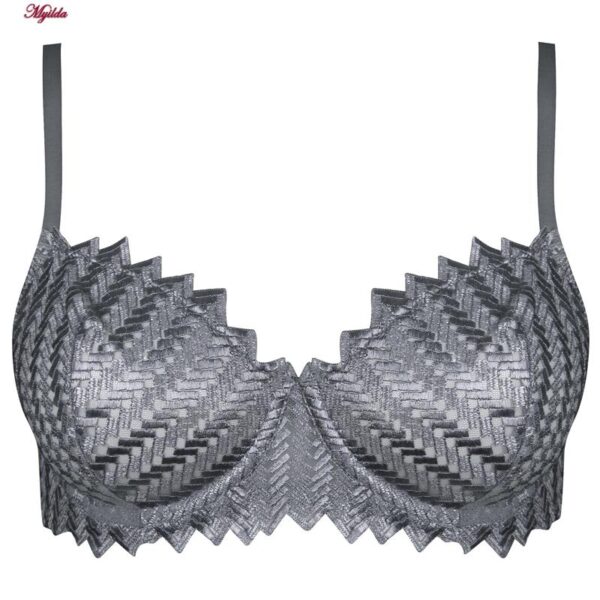 ست شورت و سوتین زنانه برتا مدل فنردار کد 5100-2420-GG رنگ نقره ای