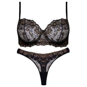 ست شورت و سوتین زنانه برتا مدل فنردار گل کد 5100-2420-TB رنگ مشکی