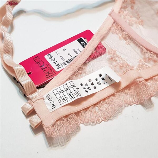 ست شورت و سوتین زنانه برتا مدل فنردار کد 5108-4032-P رنگ گلبهی به همراه نگهدارنده جوراب