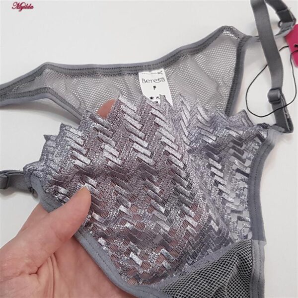 ست شورت و سوتین زنانه برتا مدل فنردار کد 5100-2420-GG رنگ نقره ای