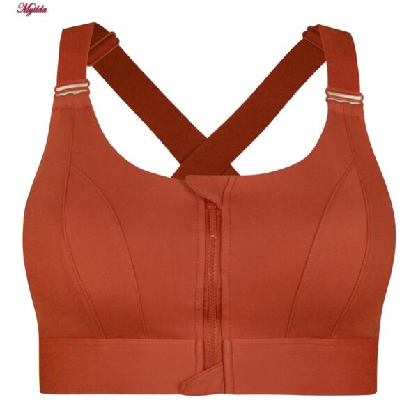نیم تنه ورزشی زنانه ملییلدا مدل جلو زیپدار پد ثابت کد 5018 رنگ نارنجی