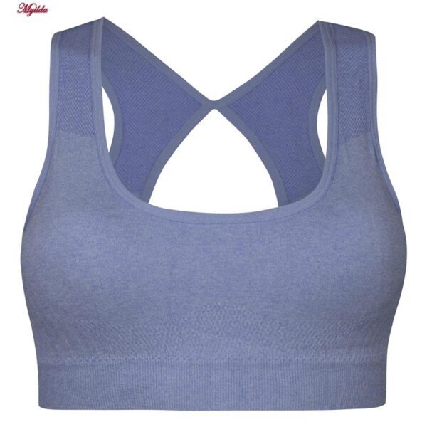 ست نیم تنه و شلوارک ورزشی زنانه ماییلدا مدل سیملس پشت چین دار پددار کد 5172 رنگ آبی