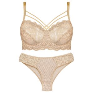 ست شورت و سوتین زنانه ماییلدا مدل فنردار هارنس کد 5165 رنگ کرم