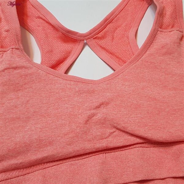 ست نیم تنه و شلوارک ورزشی زنانه ماییلدا مدل سیملس پشت چین دار پددار کد 5172 رنگ گلبهی