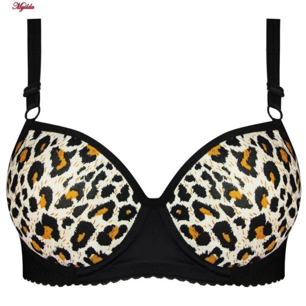 سوتین زنانه ماییلدا مدل پلنگی جکدار فنردار پوش آپ کد 5160