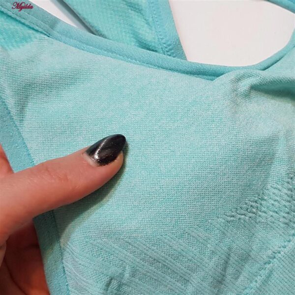 ست نیم تنه و شلوارک ورزشی زنانه ماییلدا مدل سیملس پشت چین دار پددار کد 5172 رنگ سبزآبی