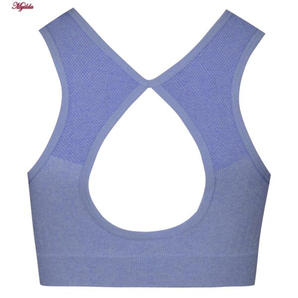 ست نیم تنه و شلوارک ورزشی زنانه ماییلدا مدل سیملس پشت چین دار پددار کد 5172 رنگ آبی