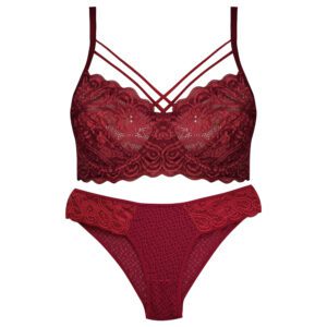 ست شورت و سوتین زنانه ماییلدا مدل فنردار هارنس کد 5165 رنگ زرشکی