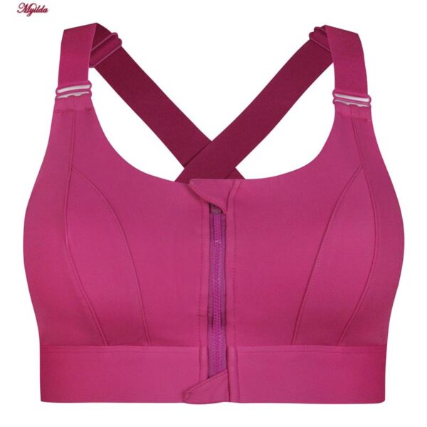 نیم تنه ورزشی زنانه ماییلدا مدل جلو زیپدار پد ثابت کد 5018 رنگ سرخابی