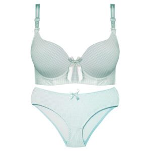 ست شورت و سوتین زنانه پدلی مدل بند متحرک فنردار چهارخانه کد 5125-P131